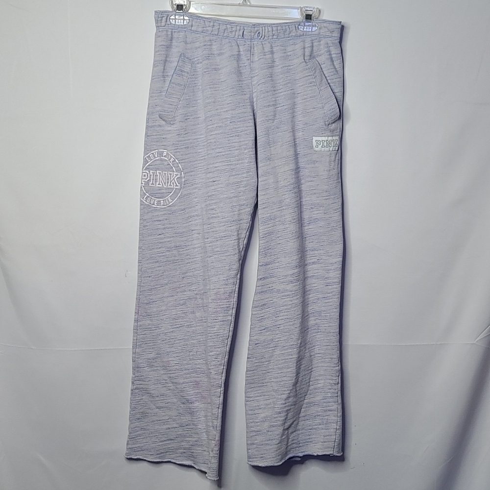 Victoria Secret Pink straight leg comfy purple white pull on sweatpants sz S